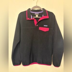 Patagonia Women’s Synchilla T-Snap Fleece Black/Pink Pullover Size Medium